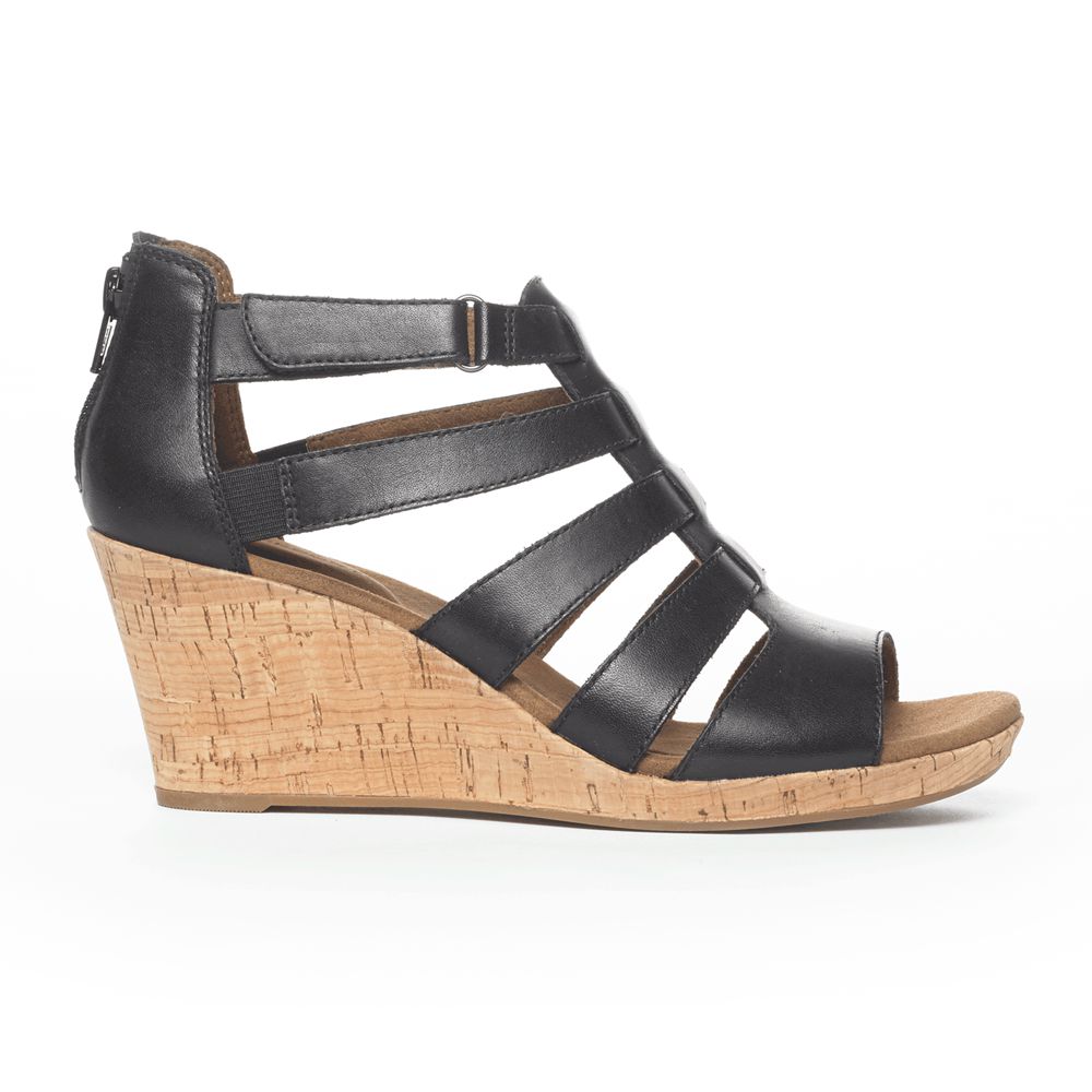 Rockport Women's Briah Gladiator Sandals - Black - USA (0895DNEKO)